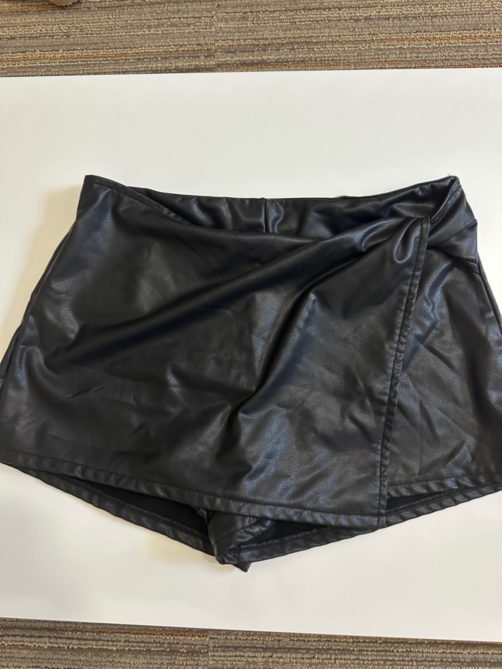 Rewash Black Faux Leather Mini Skort